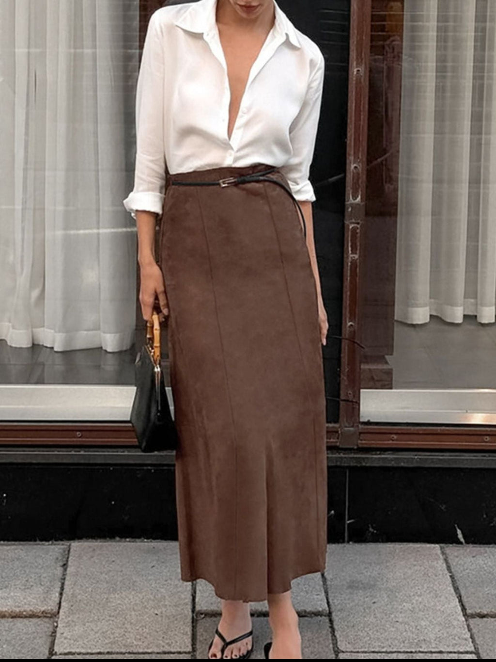 Suede Midi Skirt