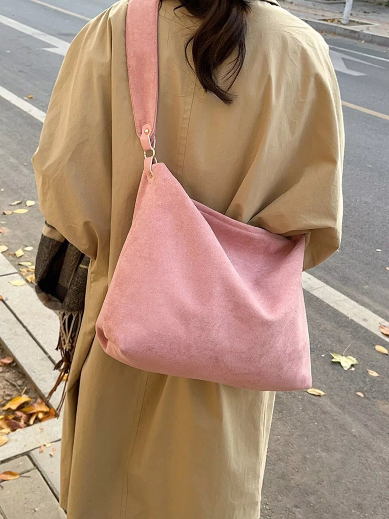Suede Hobo Shoulder Bag