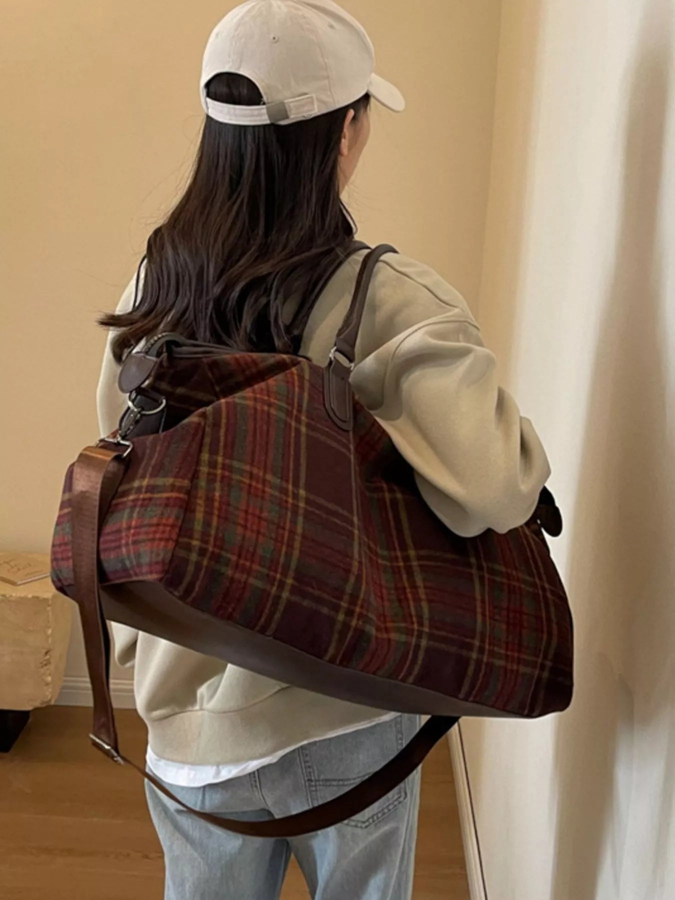 Vintage Plaid Pattern Travel Bag