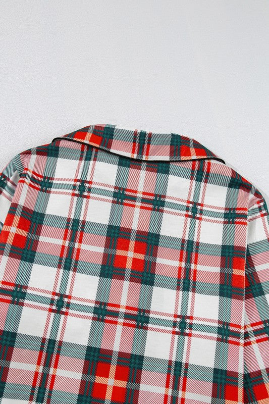 Christmas Plaid Two Piece Long Sleeve Pajamas Set