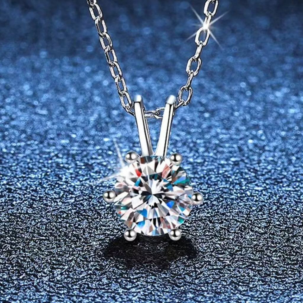 2 Carat Moissanite 925 Sterling Silver Pendant Necklace