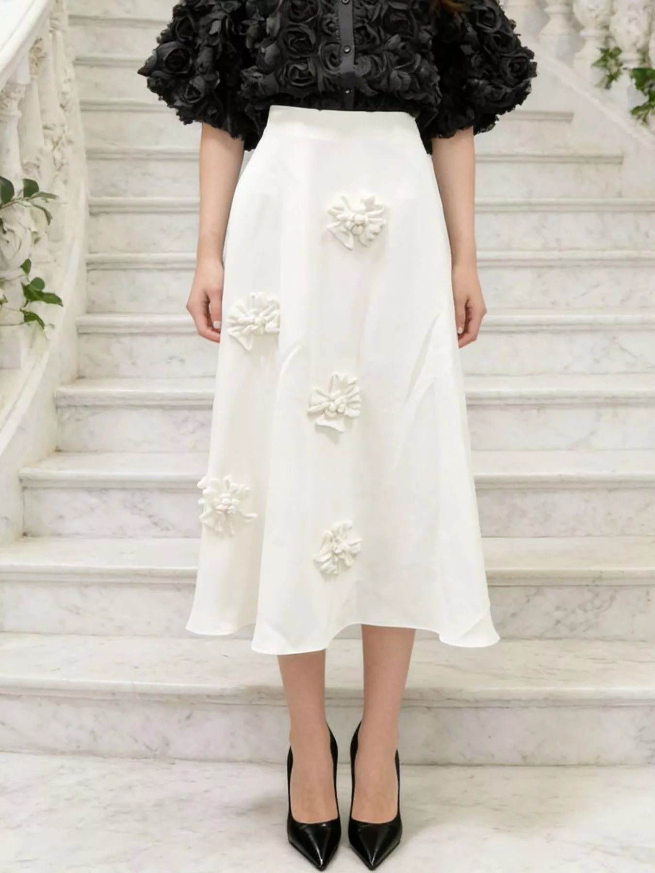 Floral Embellished Midi Skirt