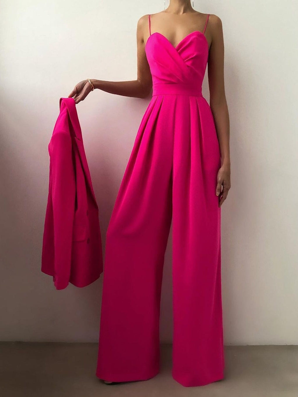 Full Size Spaghetti Strap Wide Leg Jumpsuit Plus Size