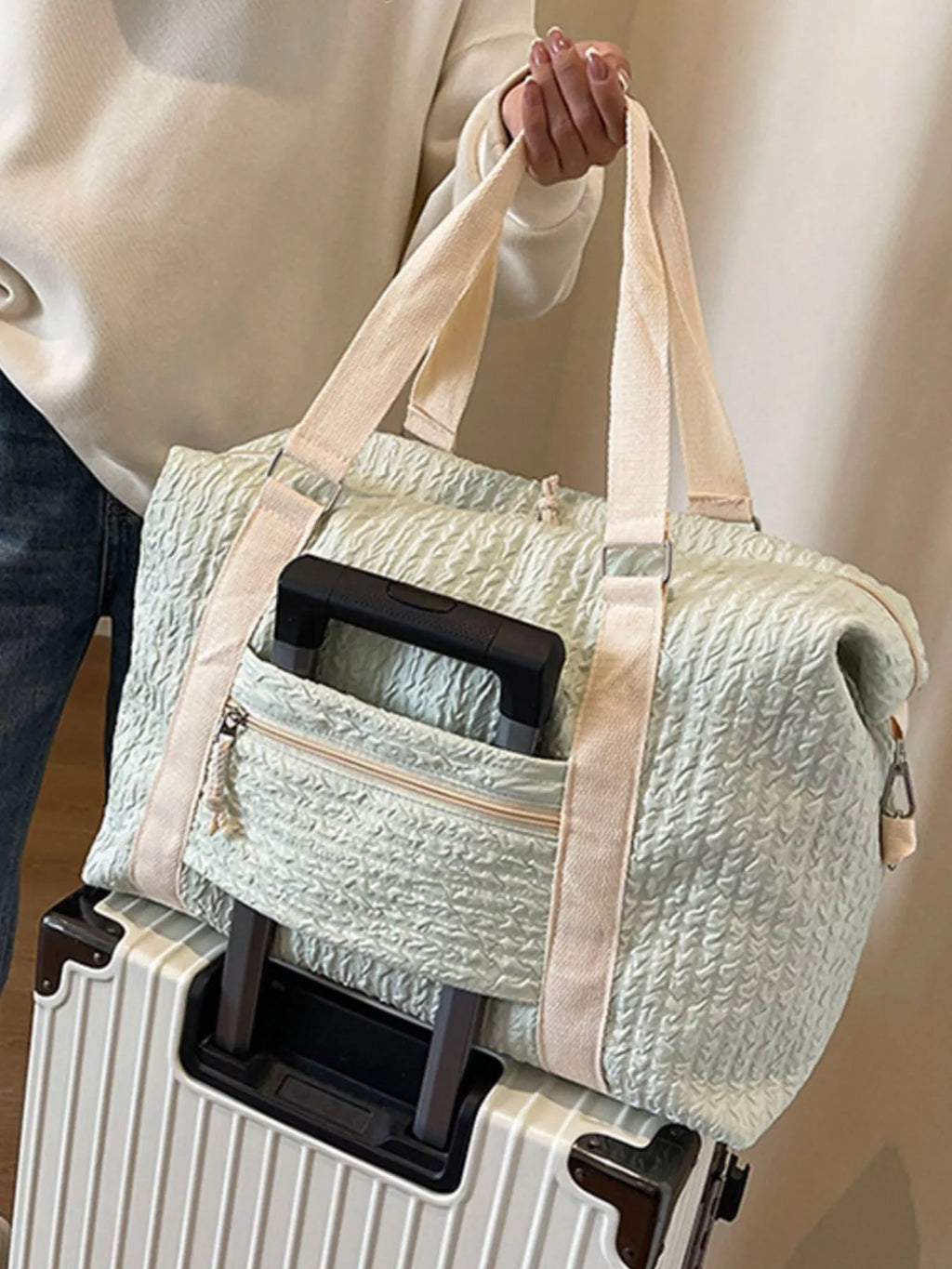 Texture Travel Bag with Adjustable Strap