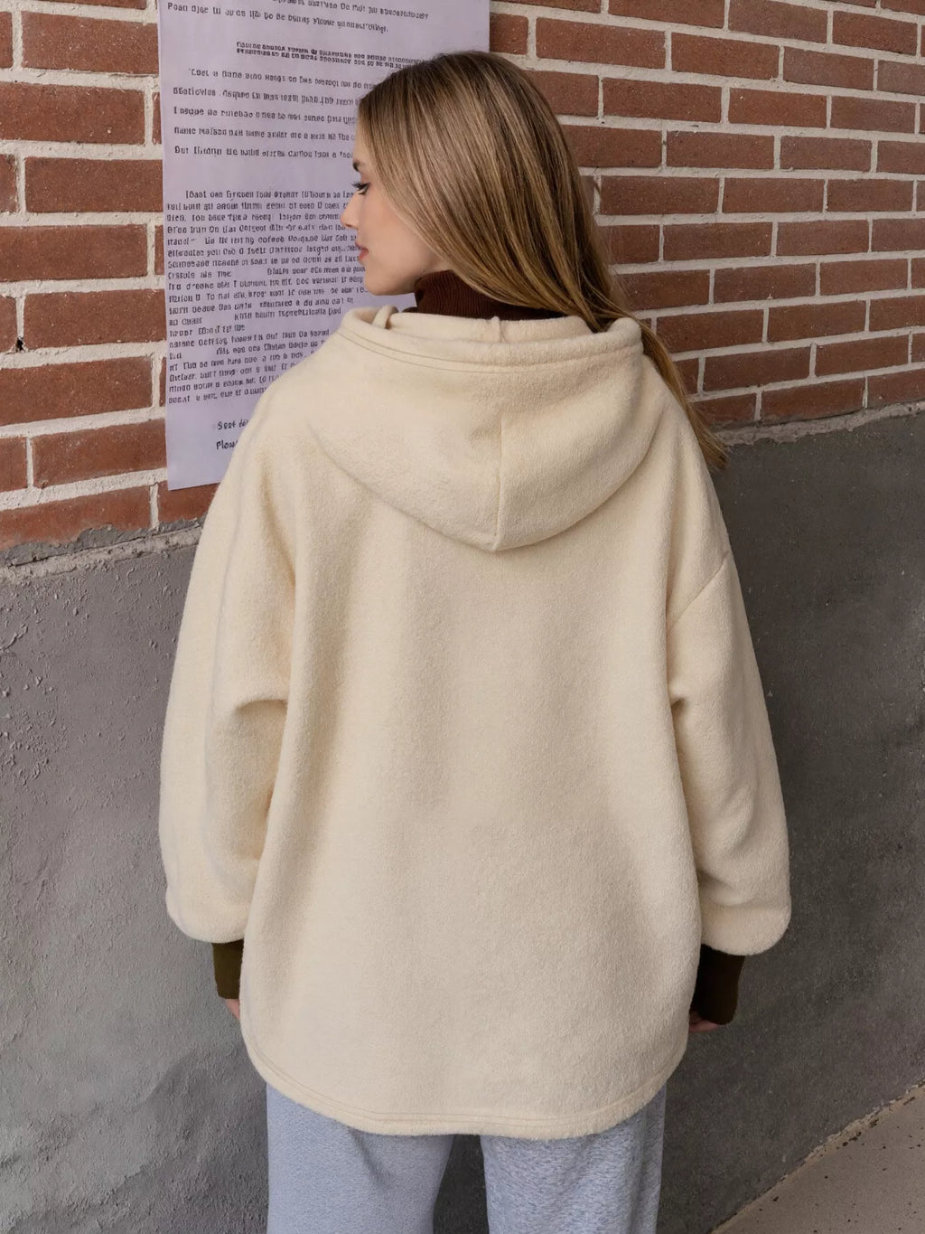 Drawstring Sherpa Kangaroo Pocket Hoodie