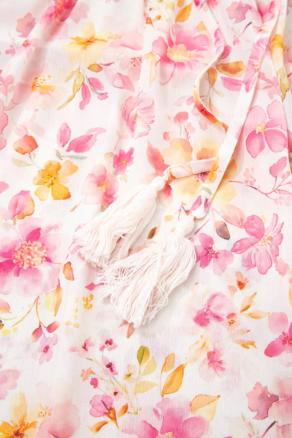Floral Print Tie-Neck Blouse