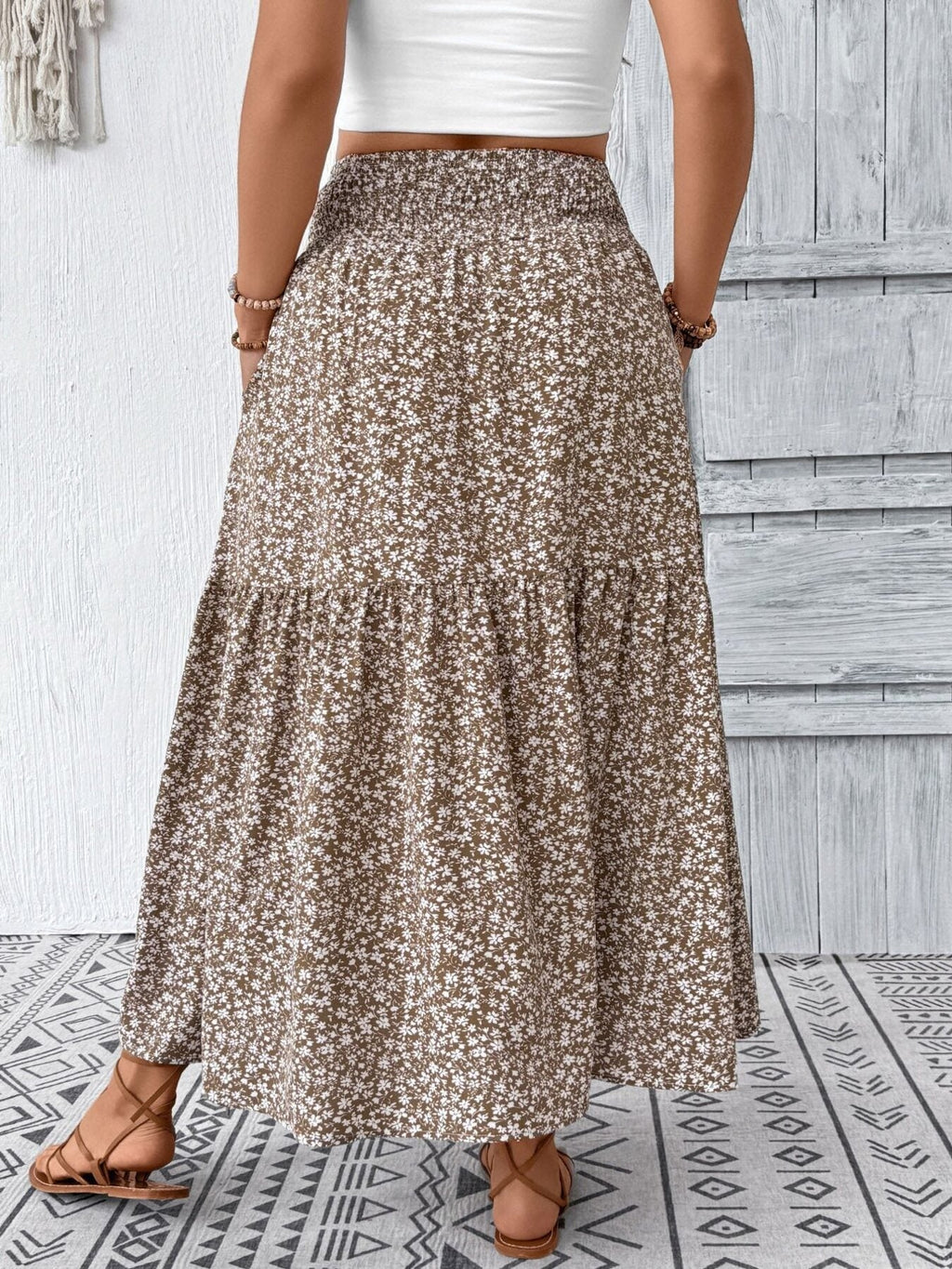 Plus Size Floral Print Tiered Skirt