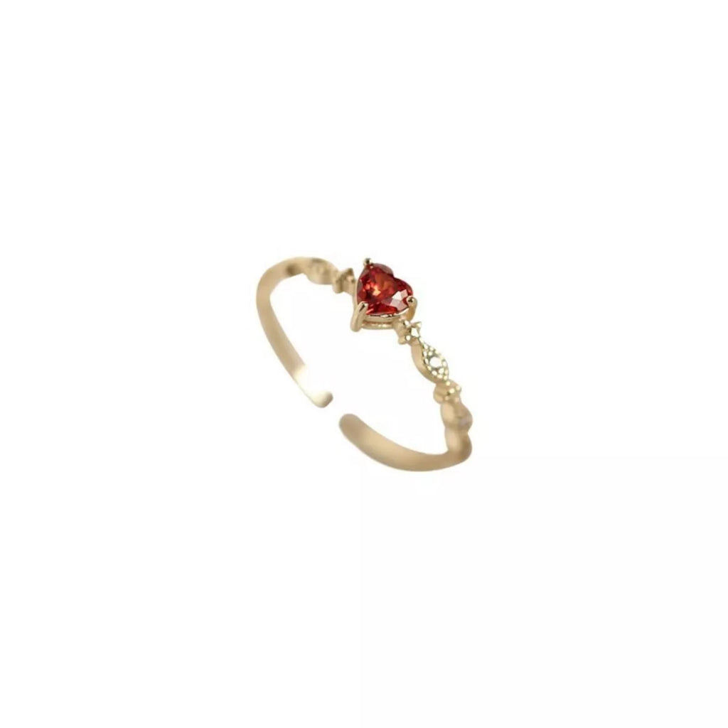 925 Sterling Silver Zircon Heart Open Ring