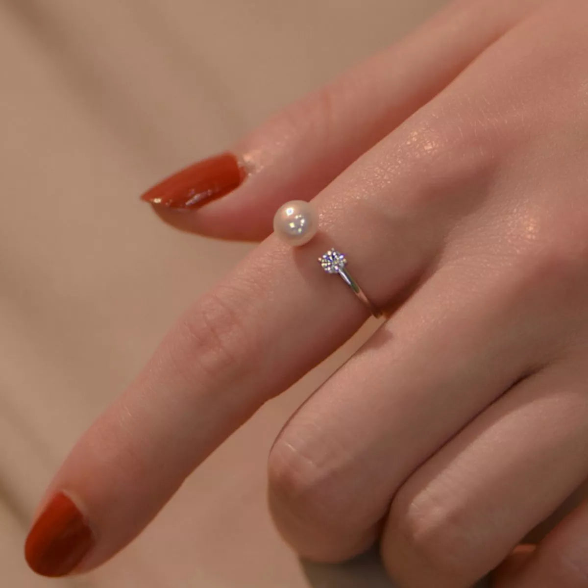 925 Sterling Silver Pearl Open Ring