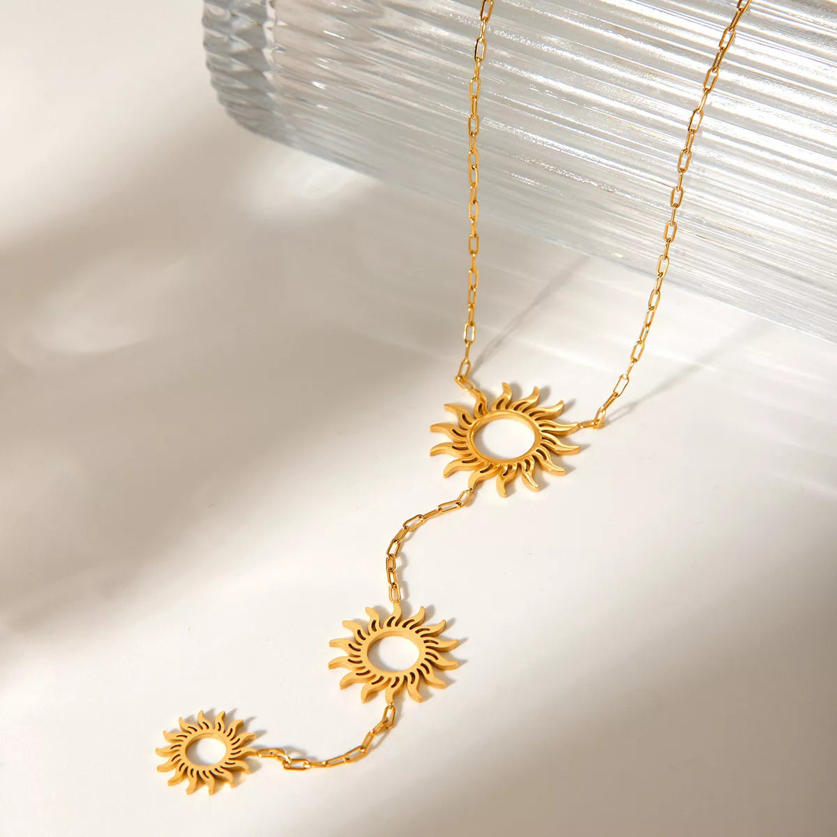 18K Gold-Plated Sun Pendant Necklace