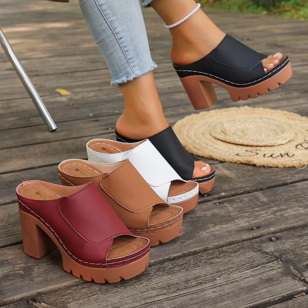 Open Toe Block Heels Sandals