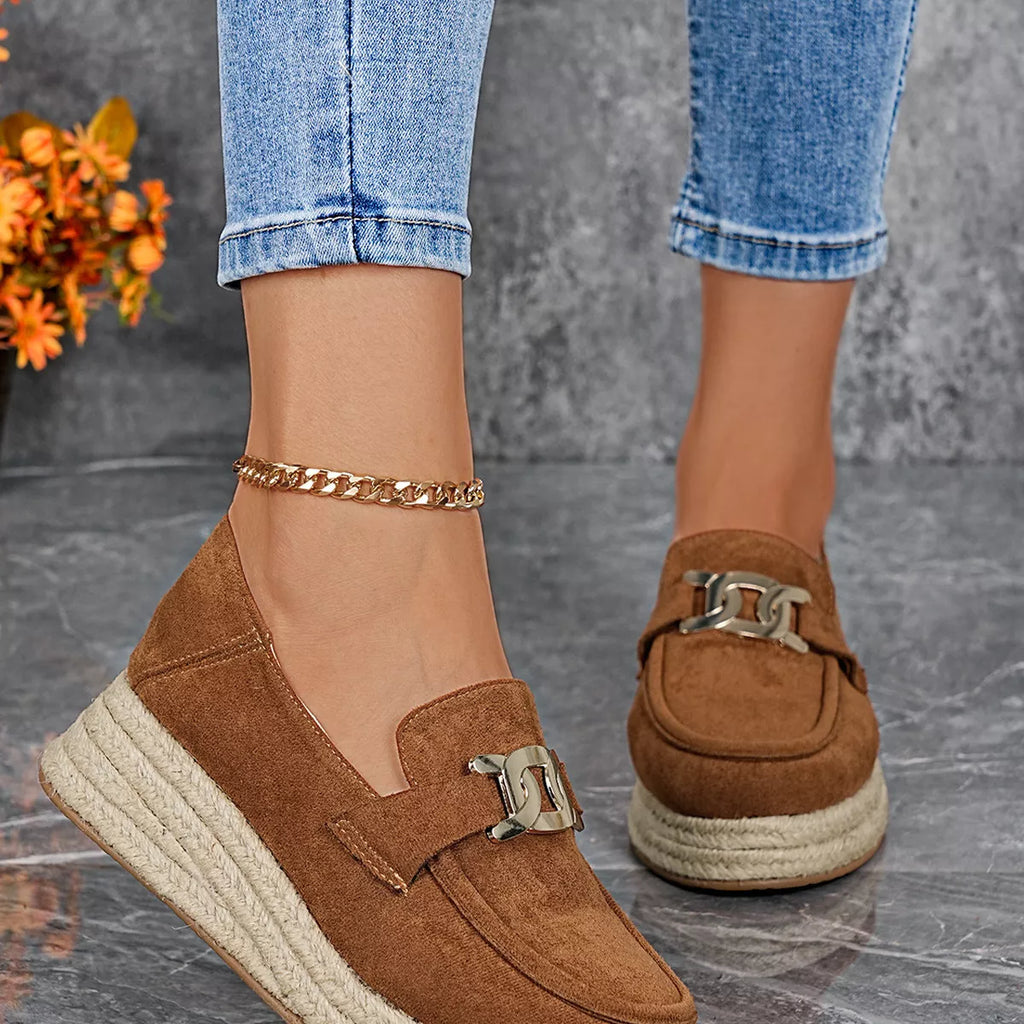 Round Toe Platform Slip-Ons