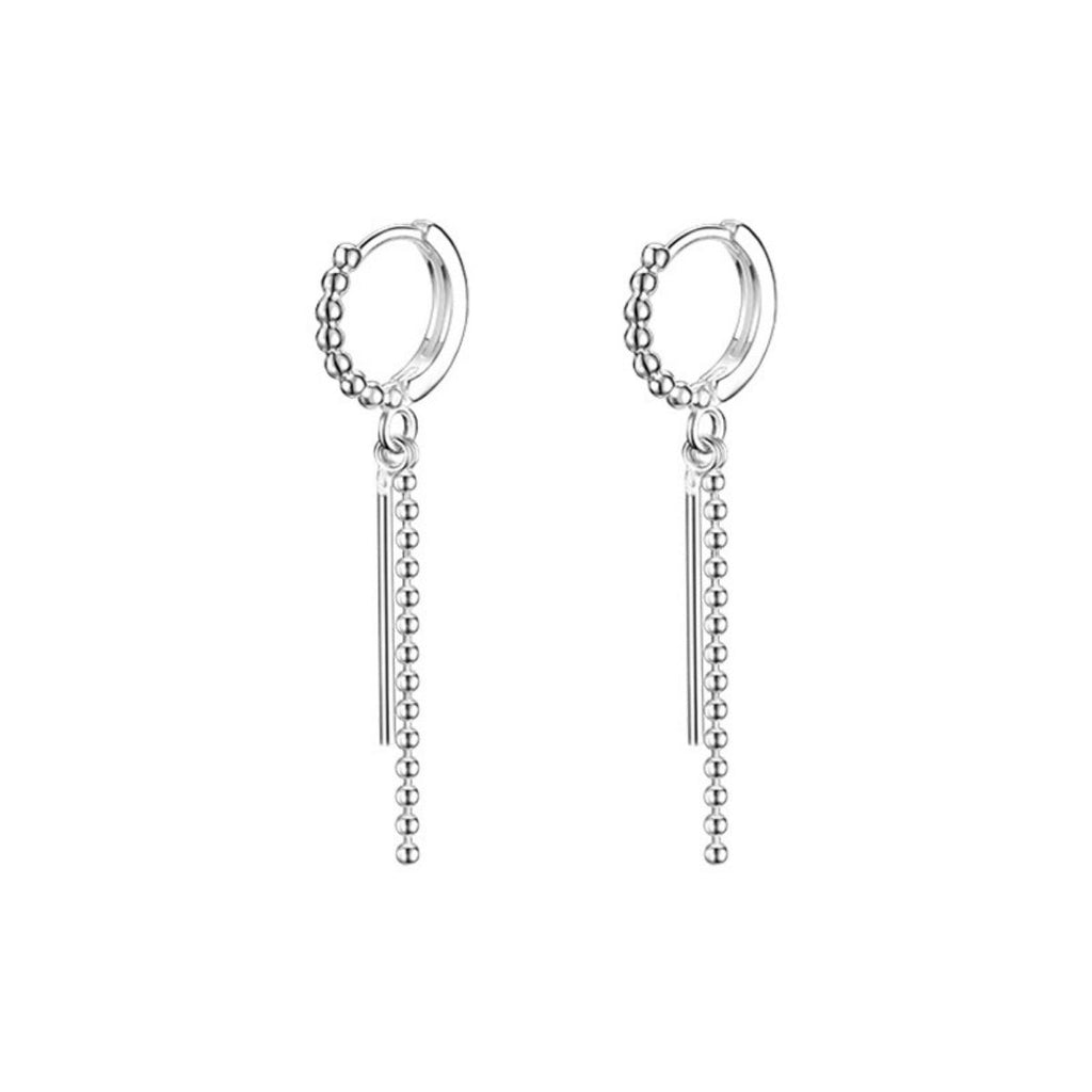 925 Sterling Silver Hoop Drop Earrings