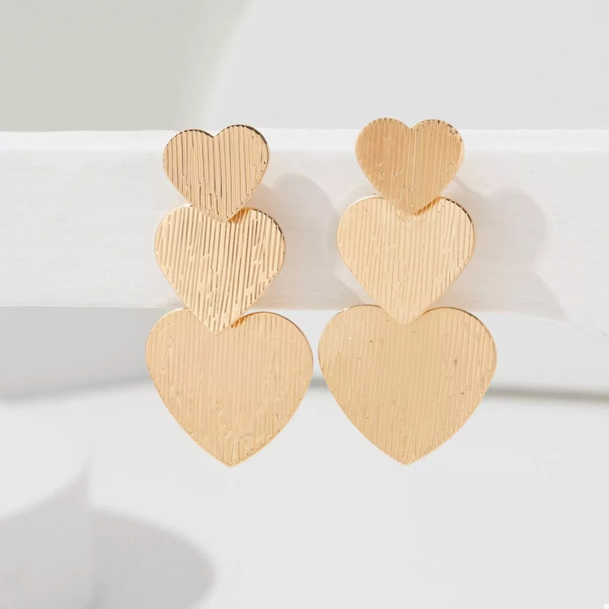 Golden Heart Dangle Earrings