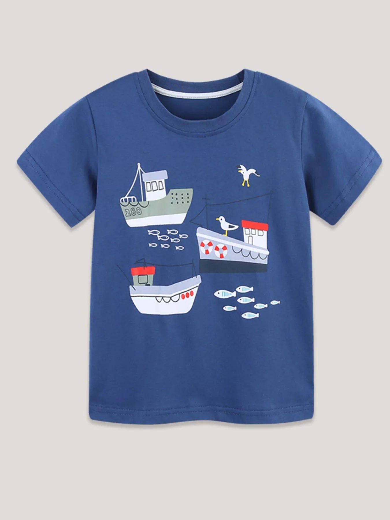 Children's Nautical Boat Print Crew Neck T-Shirt