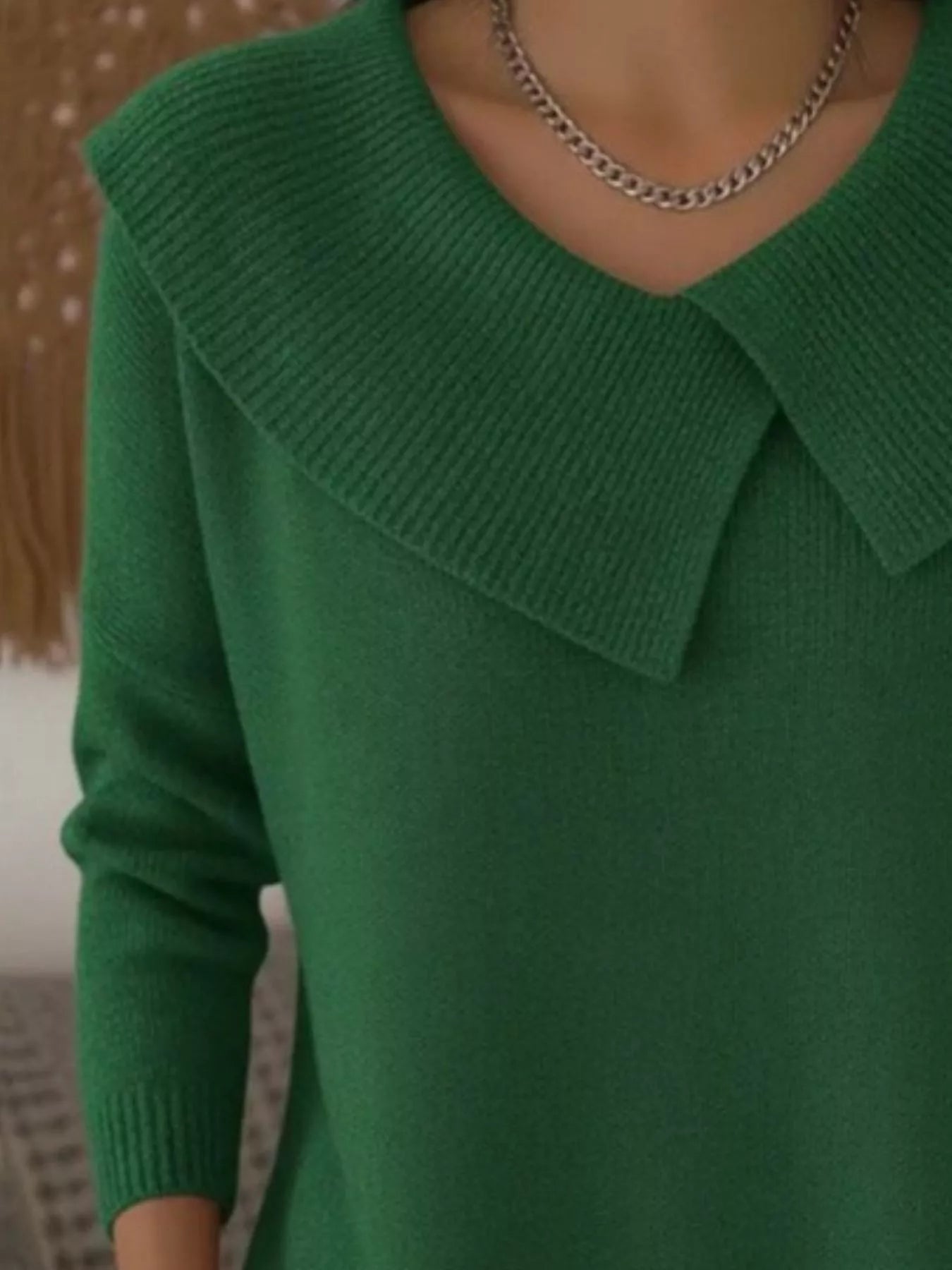 Full Size Solid Color Ribbed Hem Sweater Plus Size