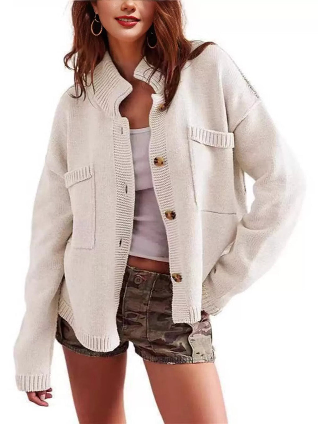 Casual Knit Button-Down Cardigan