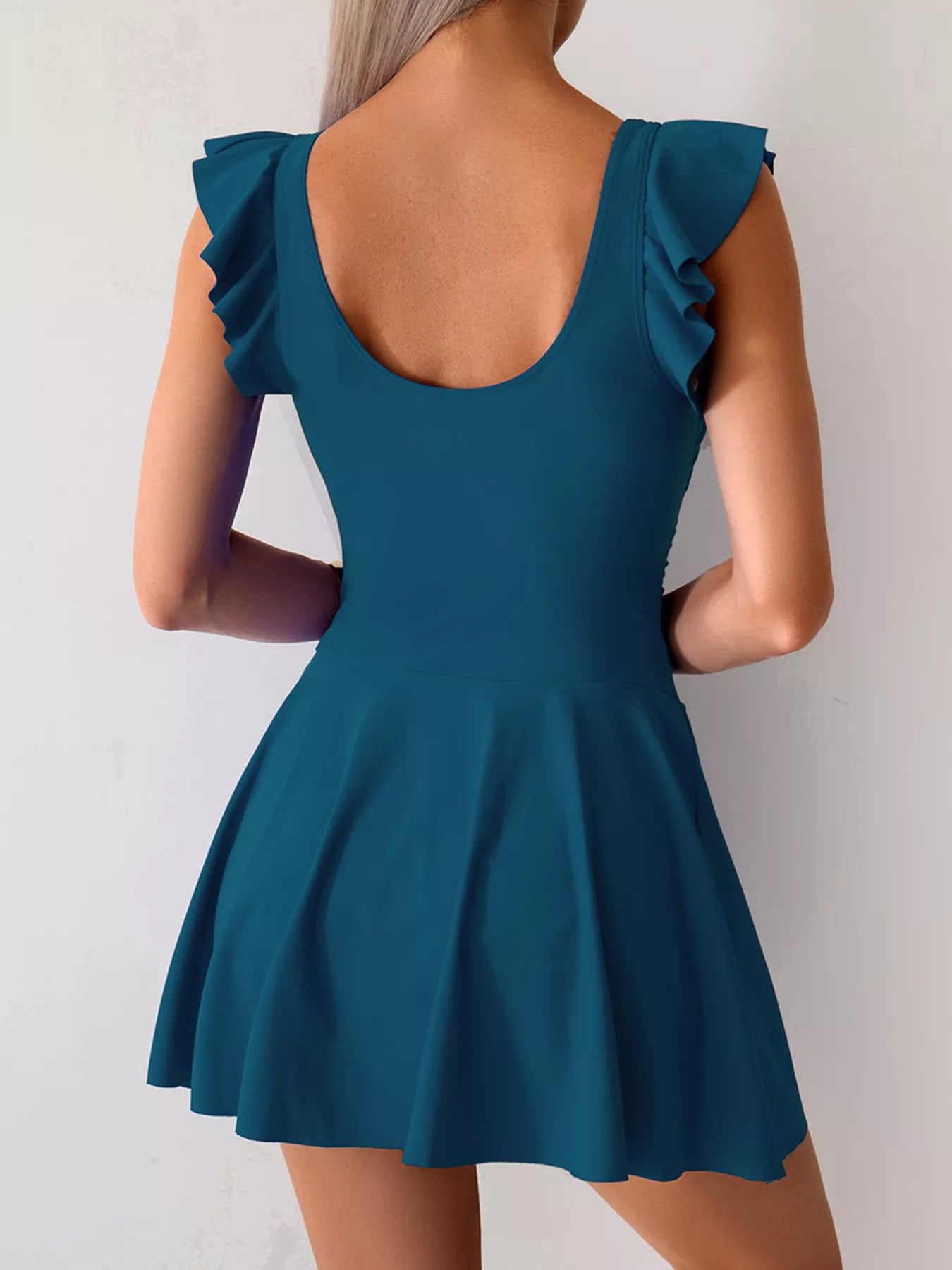 Ruffled Sleeve One-Piece Swim Dress