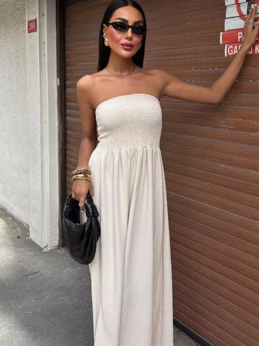 Strapless Smocked Maxi Dress