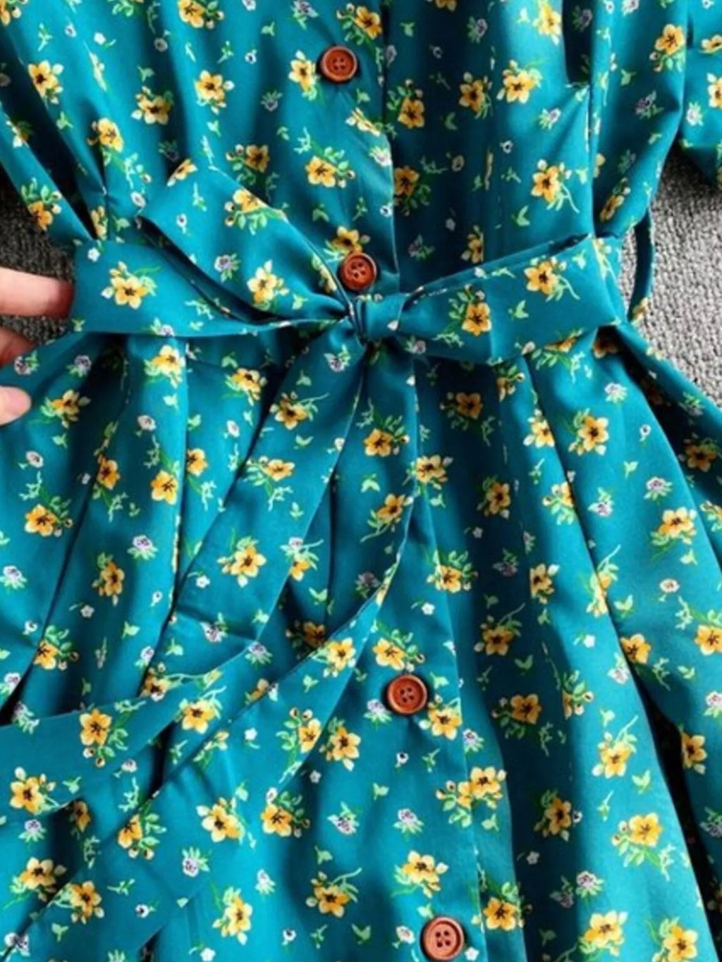 Floral Print V-Neck Midi Dress