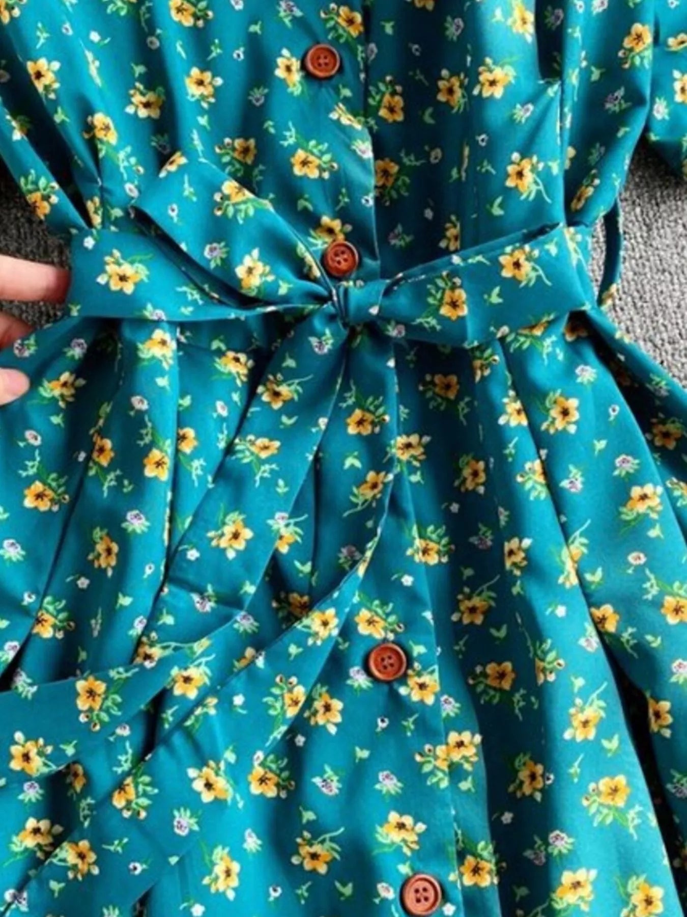 Floral Print V-Neck Midi Dress