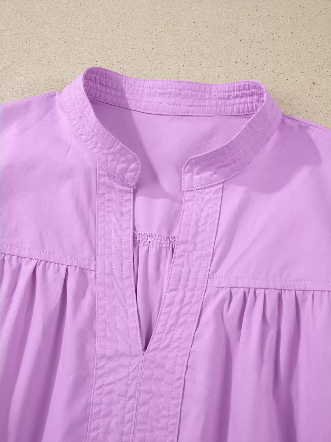 Notched Puff Sleeve Blouse