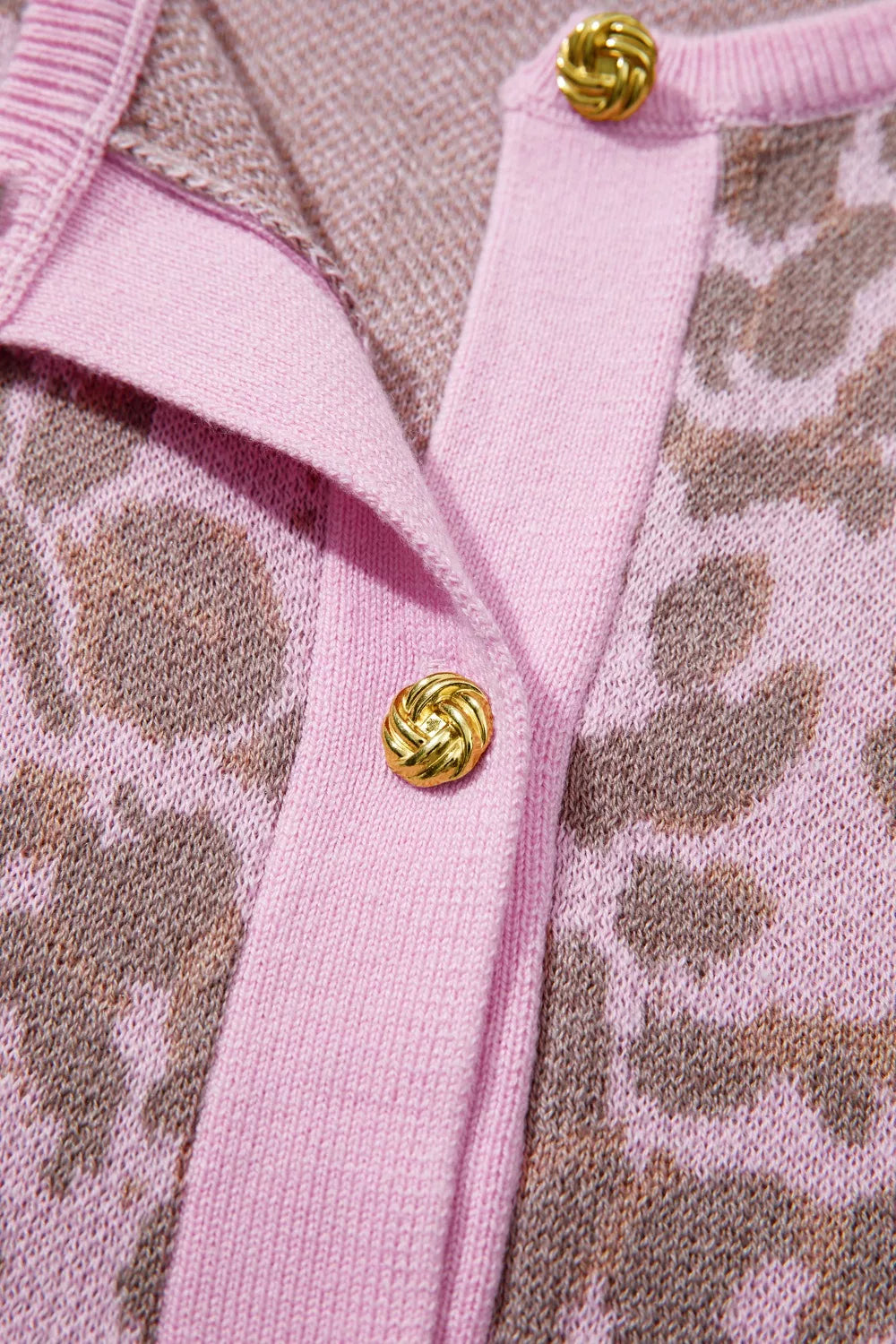 Leopard Button Down Short Sleeve Sweater Cardigan
