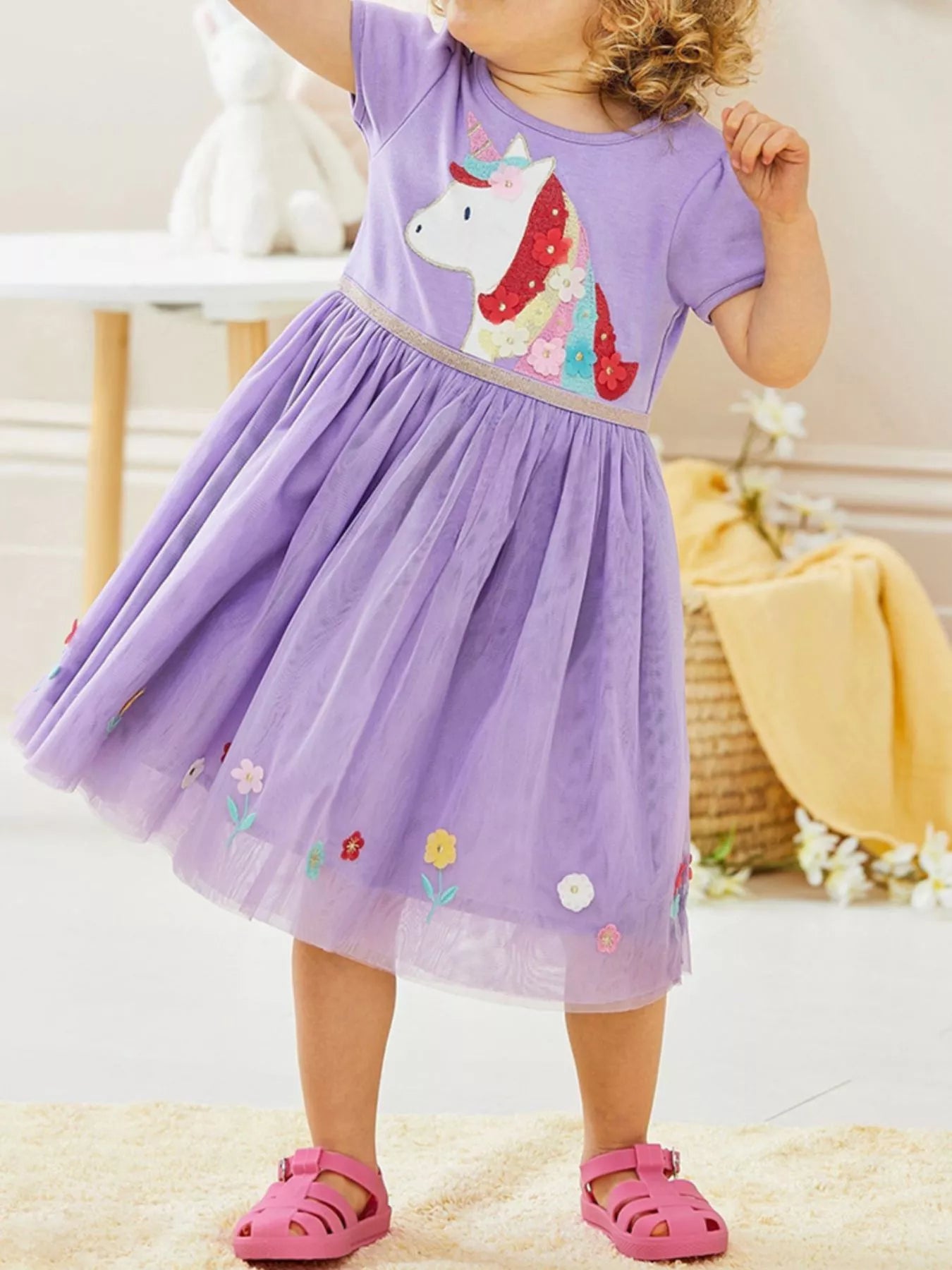 Children's Unicorn Short Sleeve Tulle Dress