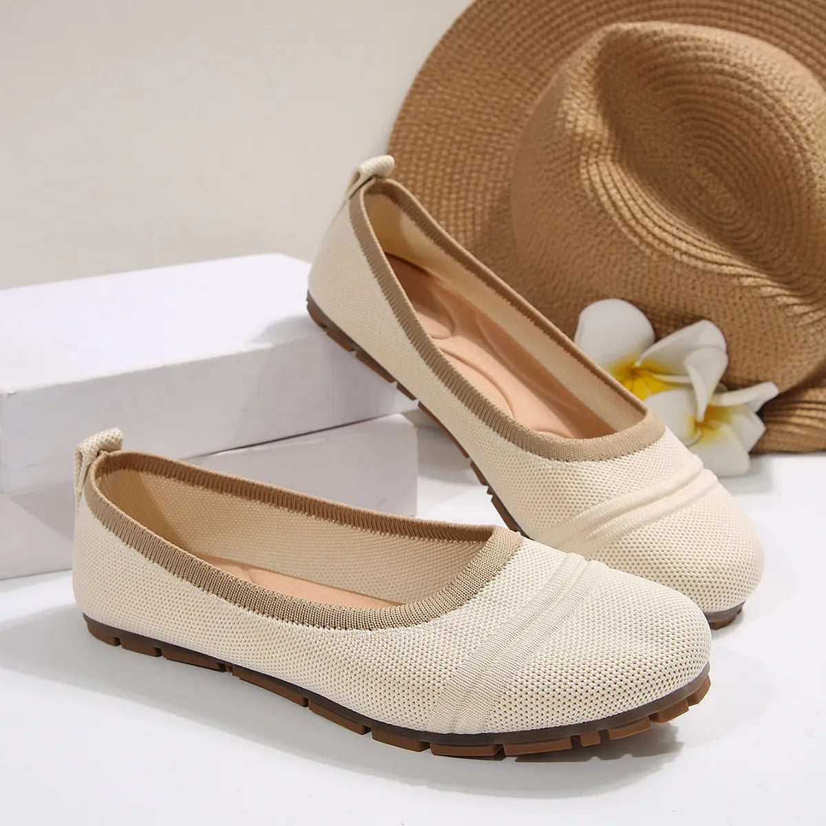 Mesh Round Toe Flat Slip-Ons