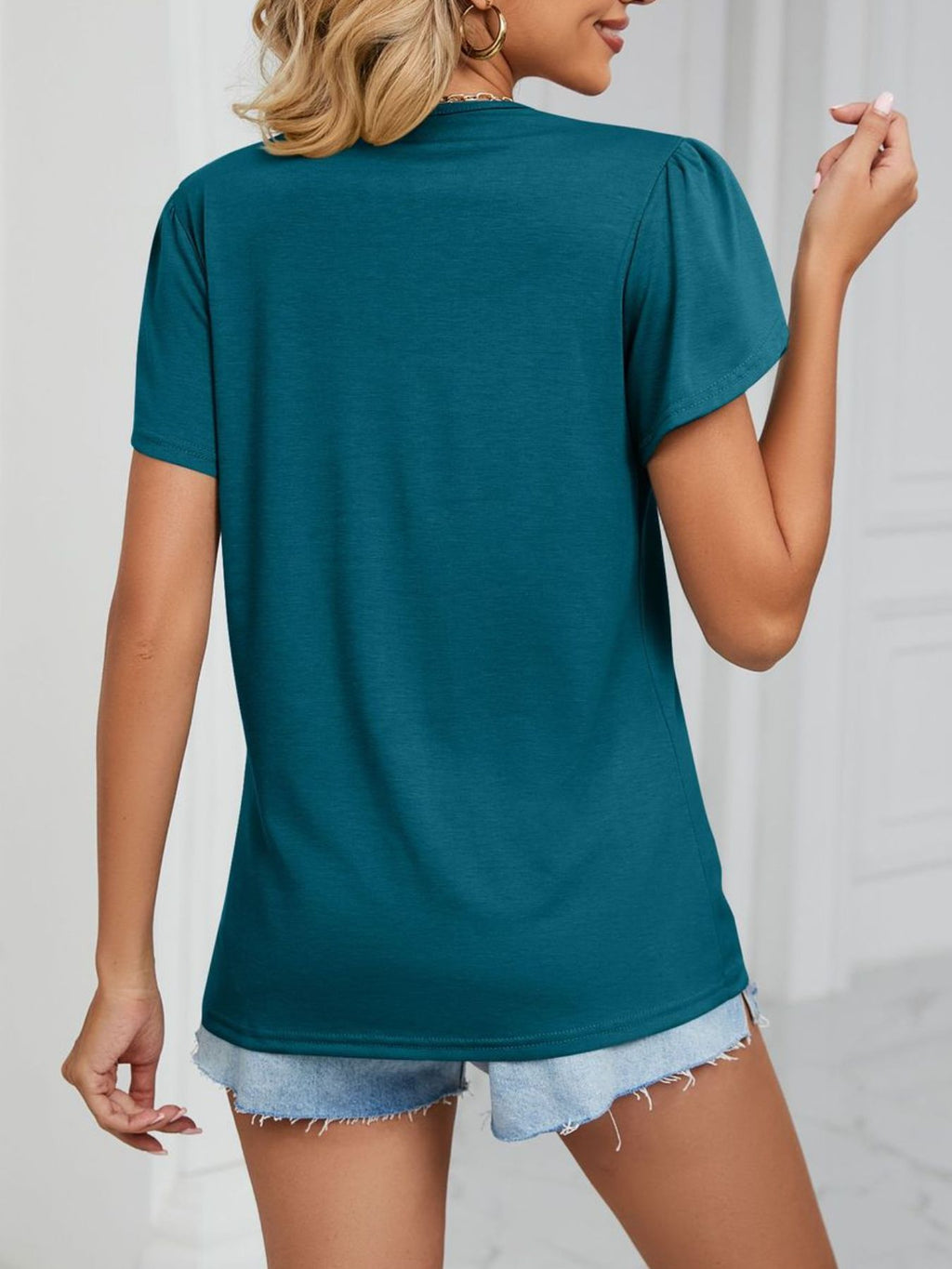 V-Neck Petal Sleeve Top