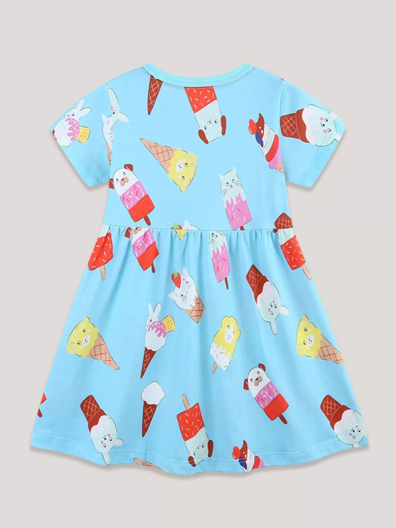 Children's Ice Cream Print Short Sleeve Dress