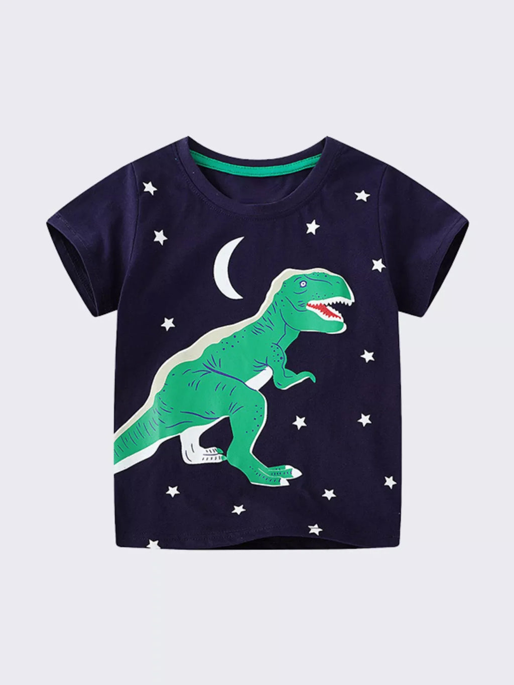 Children's Dinosaur Print Crew Neck Short Sleeve T-Shirt