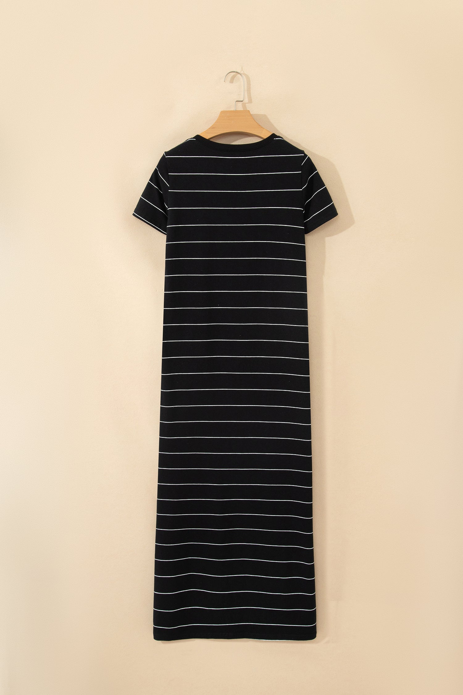 Stripe Short Sleeve Side Slit Maxi Dress