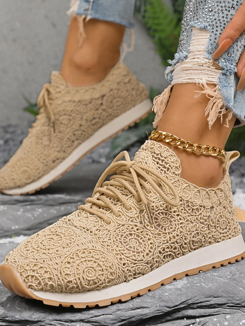 Mesh Lace Up Sneakers