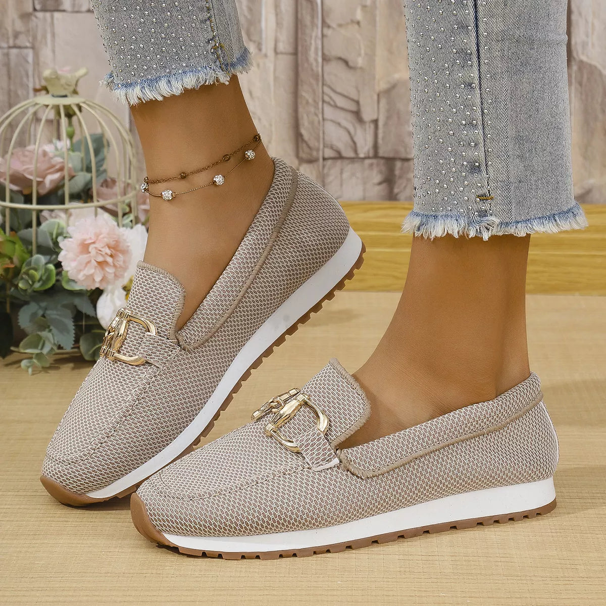 Mesh Round Toe Slip-Ons