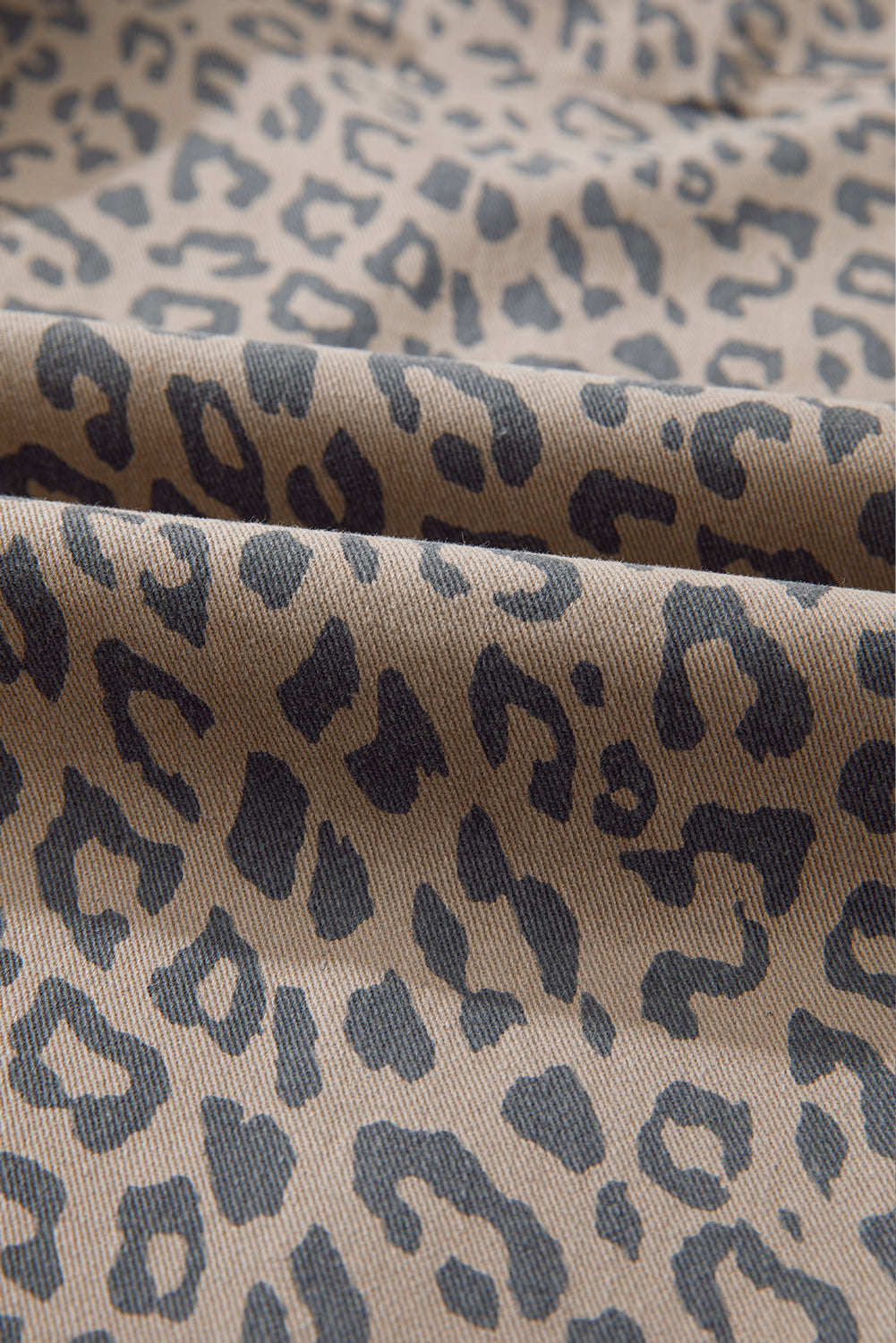 Leopard Drawstring Elastic Waist Pocketed Jeans