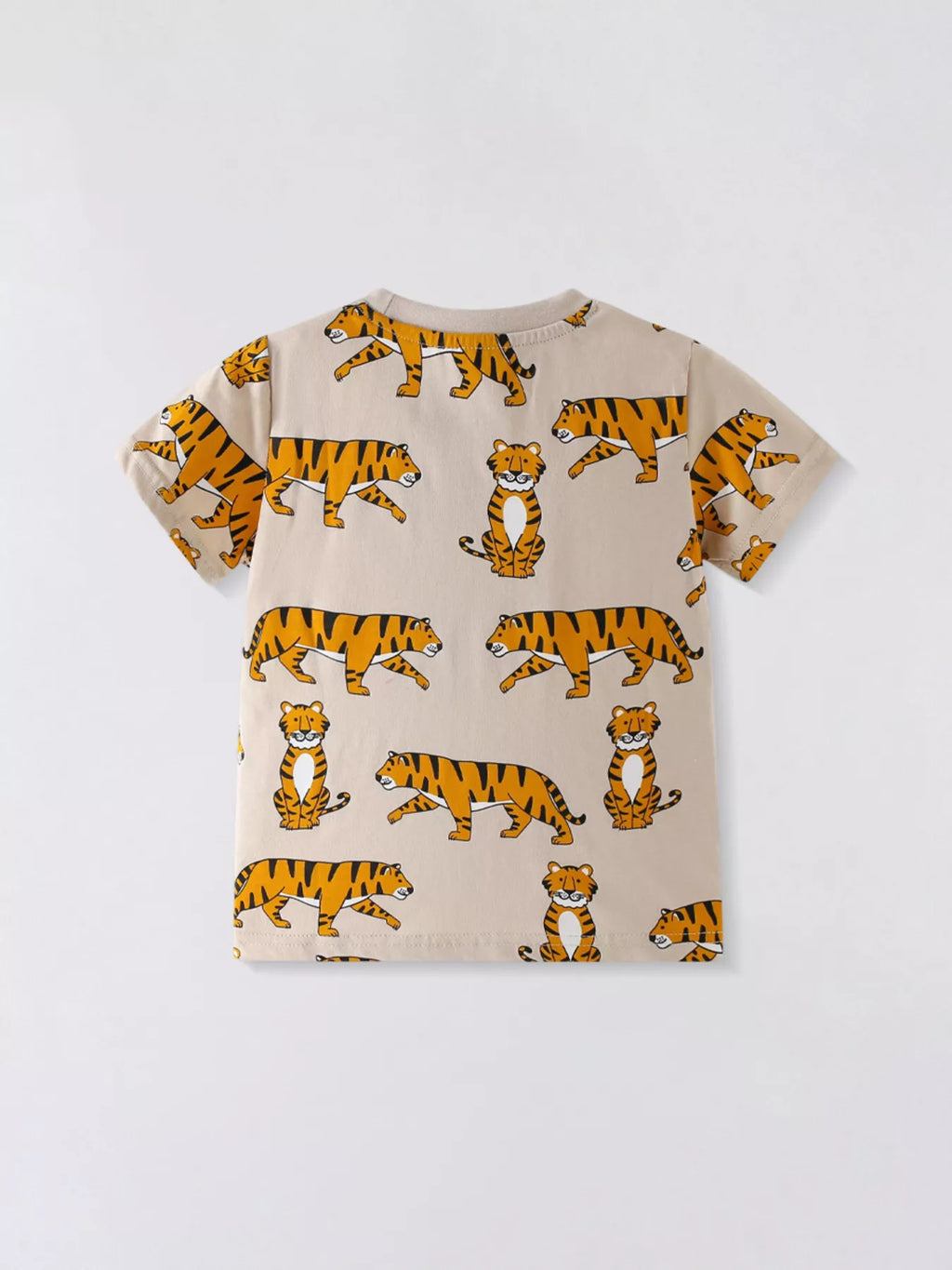 Children's Tiger Print Crew Neck Short Sleeve T-Shirt