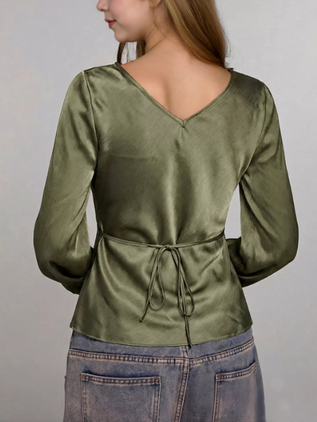 Satin Tie-Front Blouse