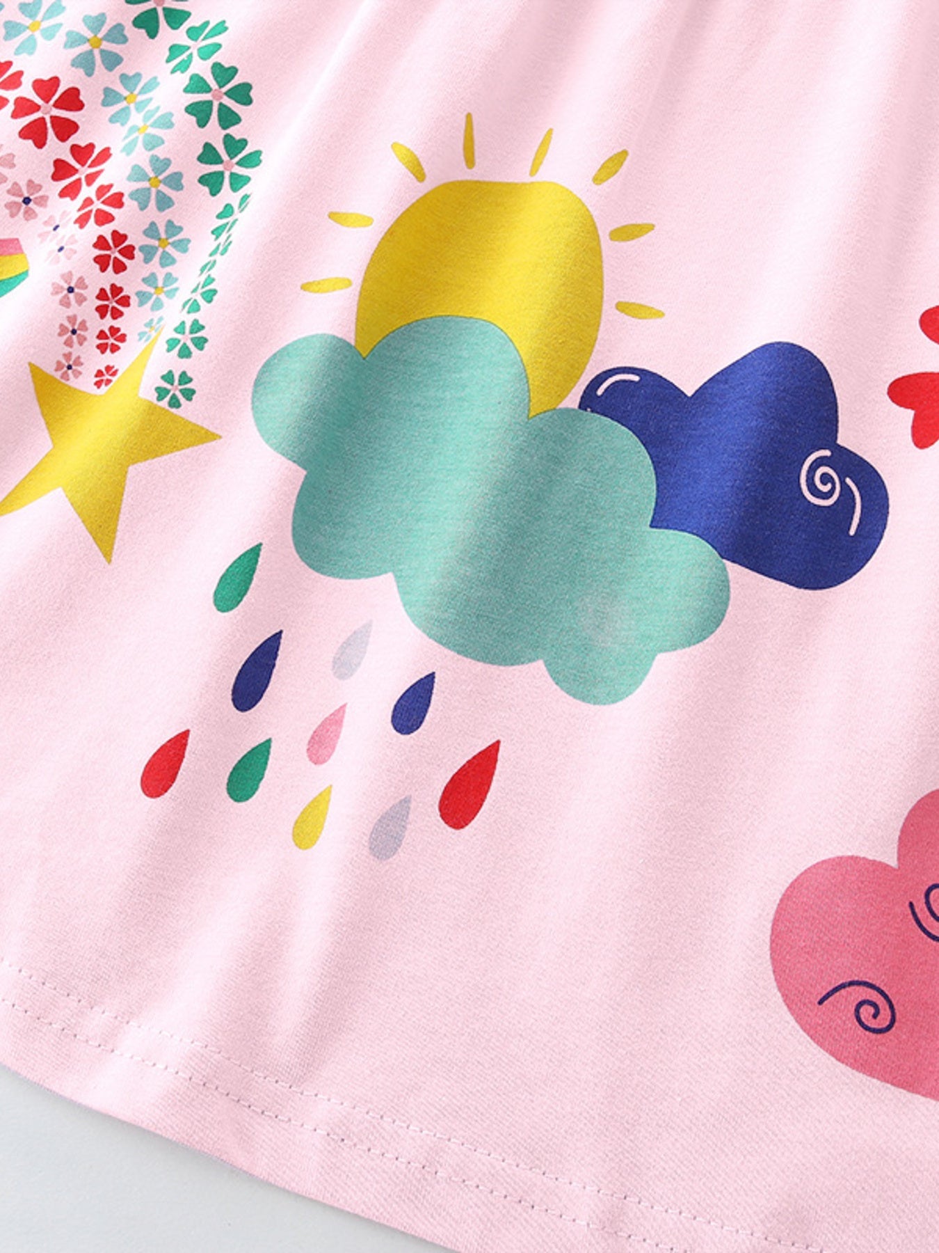 Children's Rainbow Print Short Sleeve Casual Dress