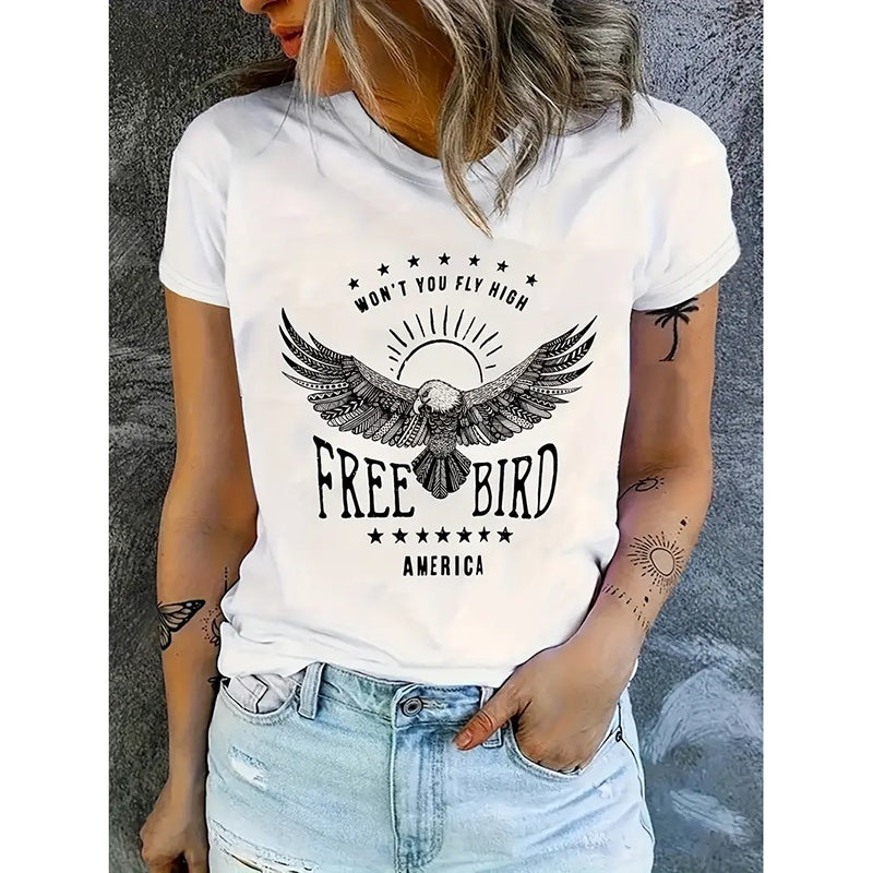Woman Free Bird Shirt Eagle Graphic Tees