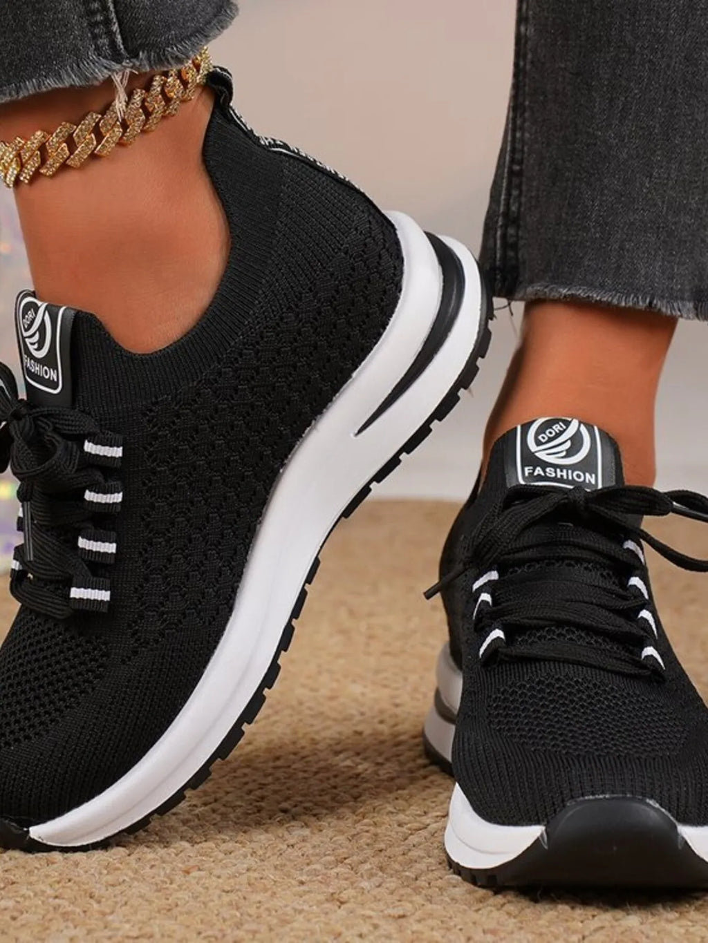 Breathable Mesh Lace Up Sneakers