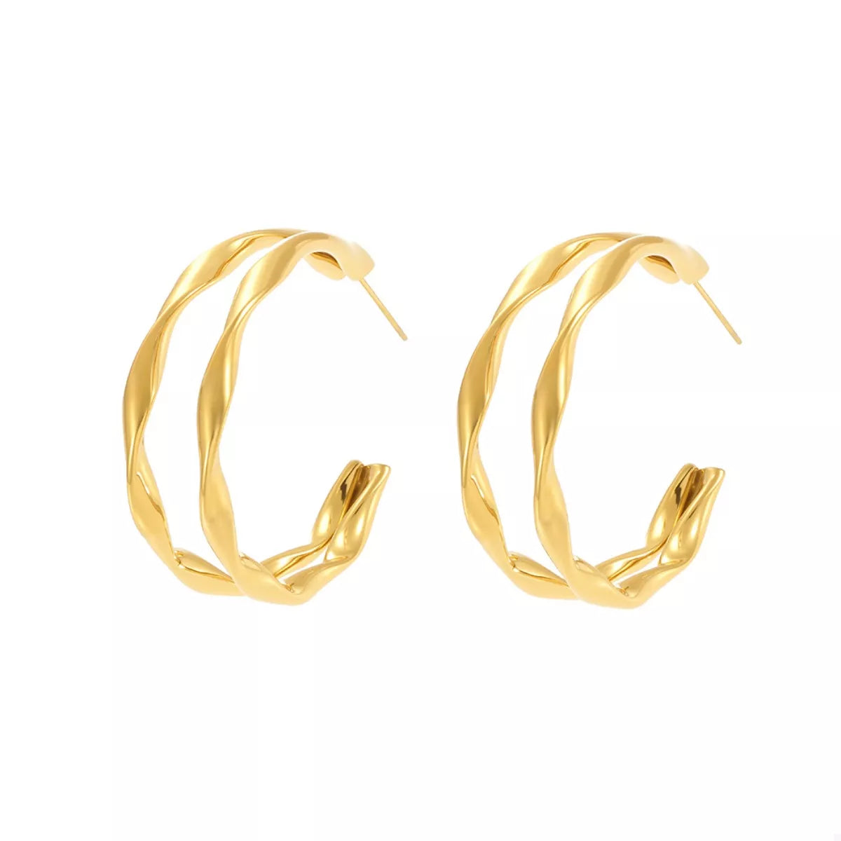 18K Gold-Plated Chunky Twisted Hoop Earrings