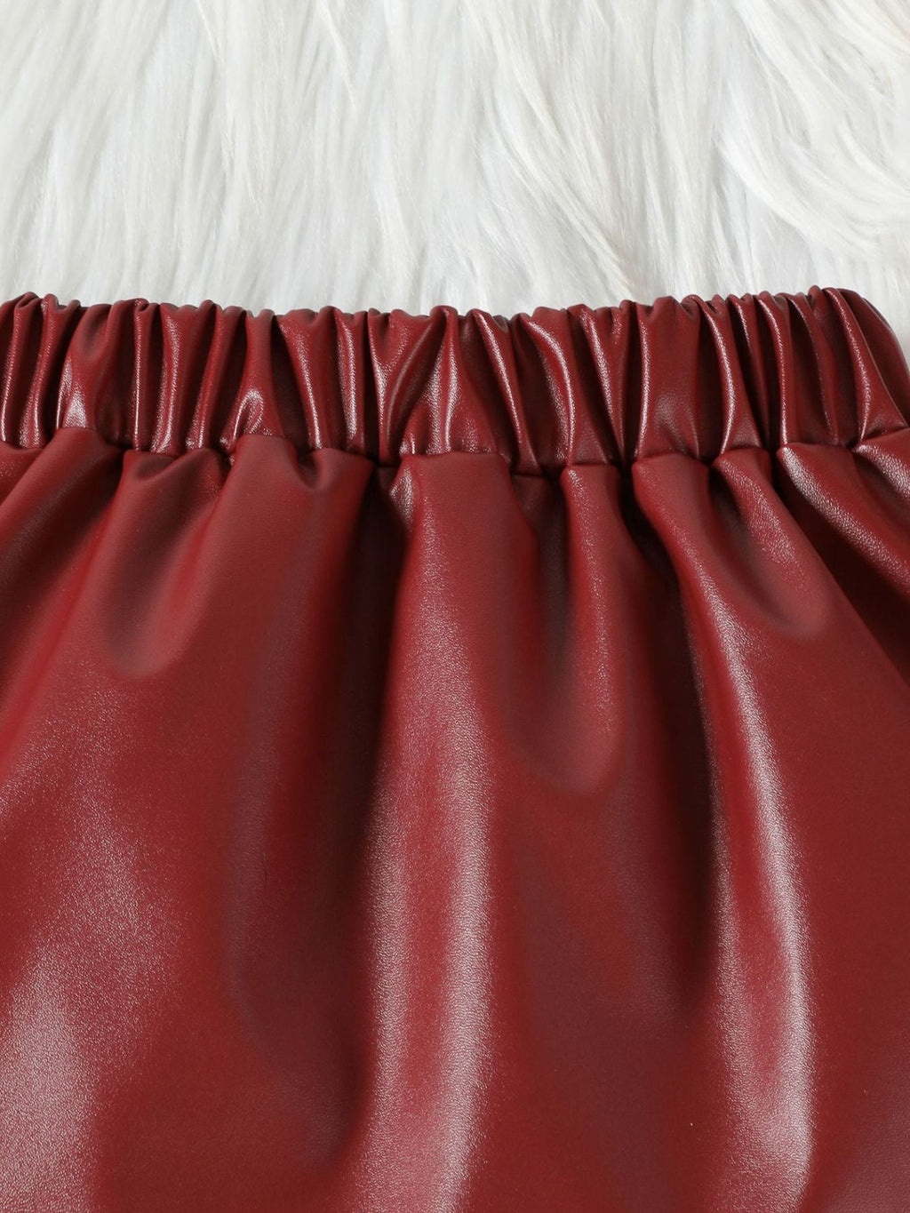 Children's Ruffled Faux Leather Top and Skirt Set