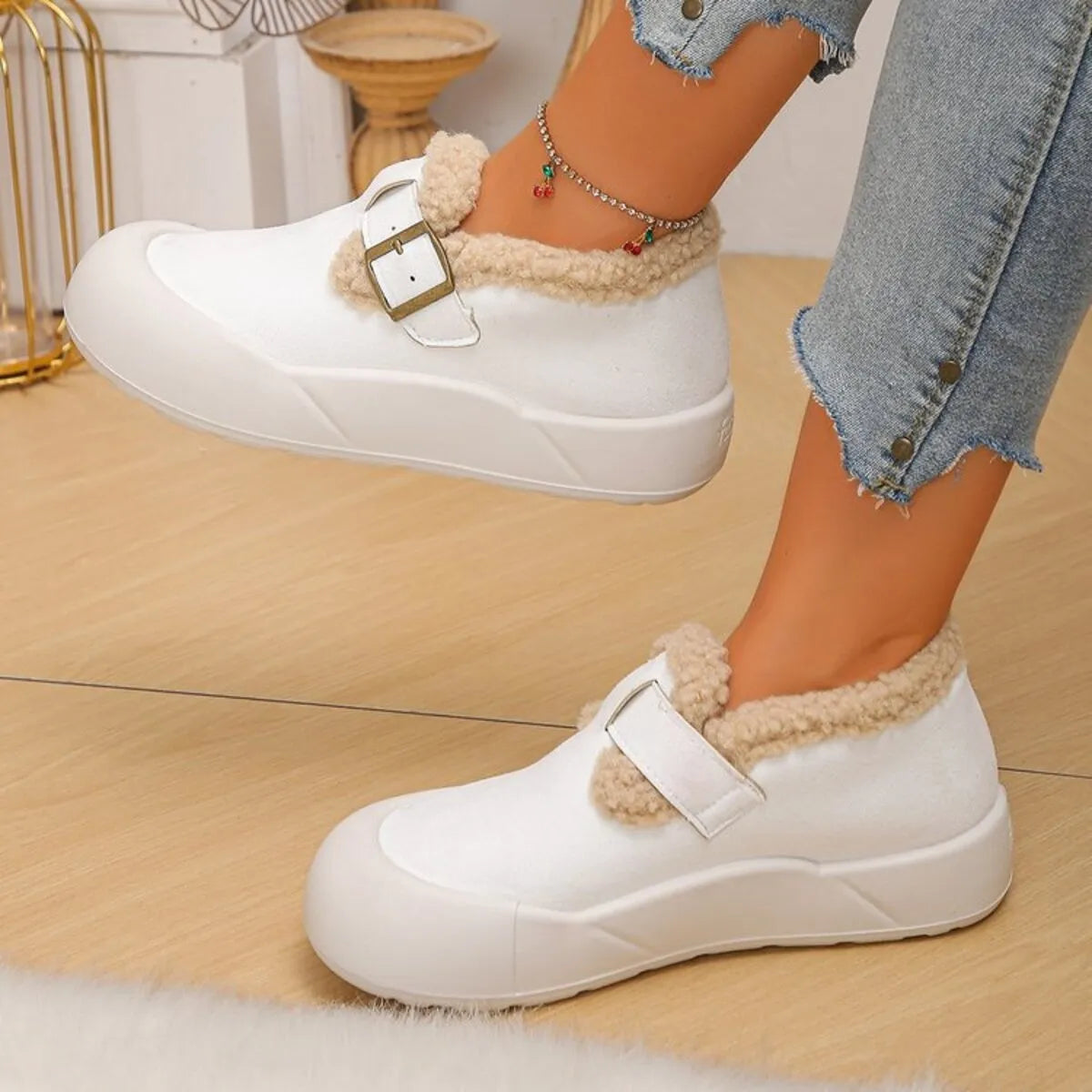 Round Toe Platform Slip-Ons