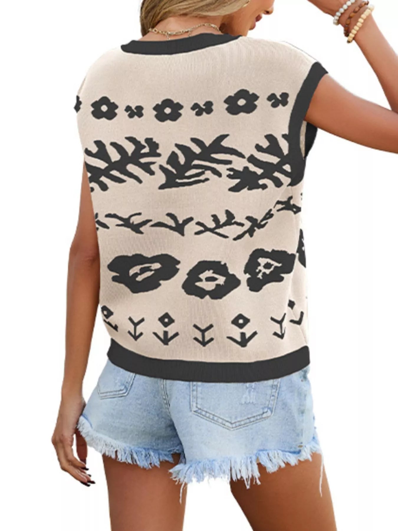 Round Neck Cap Sleeve Knit Top