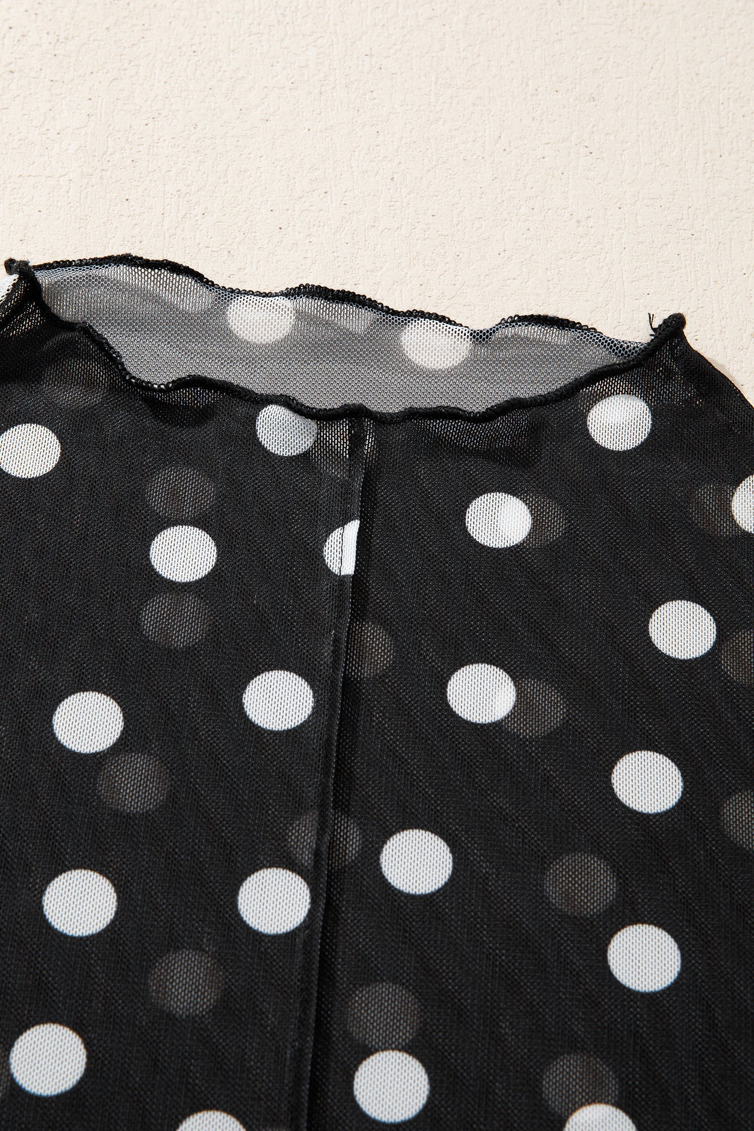 Polka Dot Sheer Mesh High Neck Tee