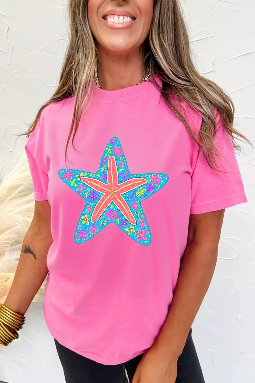 Starfish Graphic Round Neck T-Shirt