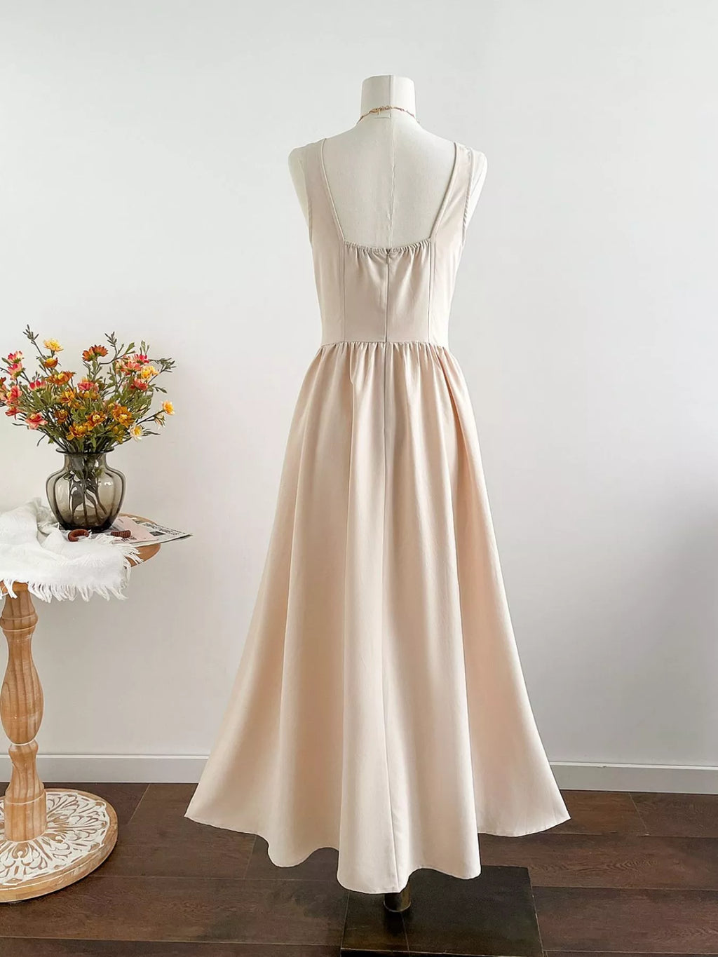 Square Neck Sleeveless A-Line Dress