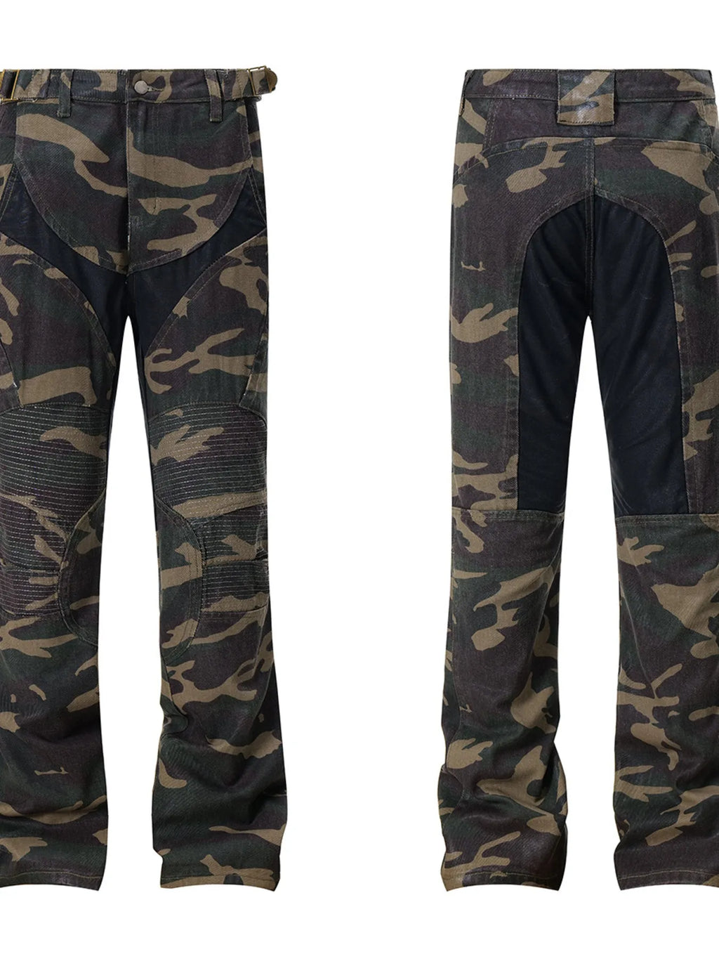 Men's Camouflage Bootcut Jeans with Seam Detail
