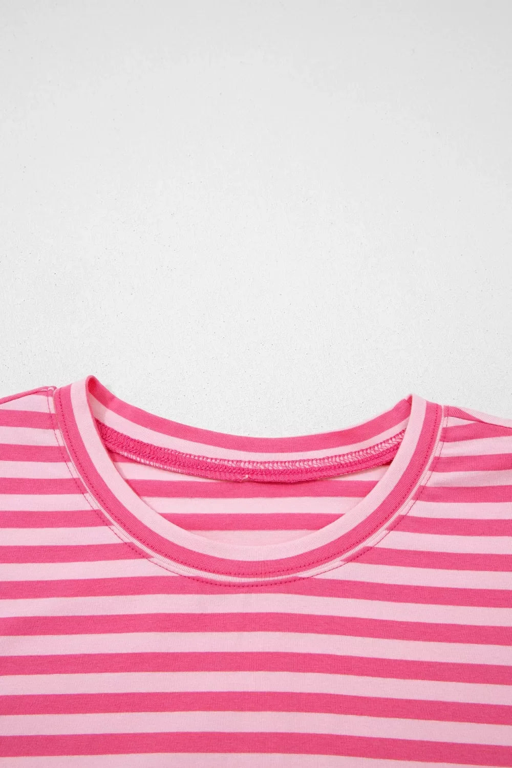 Stripe Drop Shoulder Round Neck Top and Buttoned Straight Pants Two Piece Set